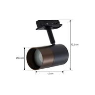 Lampy pozostałe - Reflektor szynowy Lindby Linaro, okrągły, czarny/brązowy, aluminium - miniaturka - grafika 1