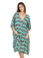 Kurtki damskie - Isla Bonita by SIGRIS Ponczo w kolorze kremowo-antracytowo-turkusowym - miniaturka - grafika 1