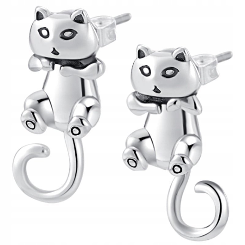 Kolczyki Srebrne Kolczyki Kotki Kolczyki Srebro 925