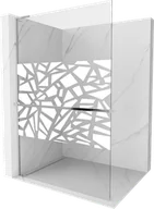 Ścianki i drzwi prysznicowe - Mexen Kioto+ L ścianka prysznicowa z półką Walk-in 70 x 200 cm, biały wzór, chrom - 800-070-123-01-85 - miniaturka - grafika 1