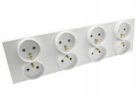 Gniazdka elektryczne - GNIAZDO GNIAZDKO ELEKTRYCZNE POCZWÓRNE BIAŁE Delux - miniaturka - grafika 1