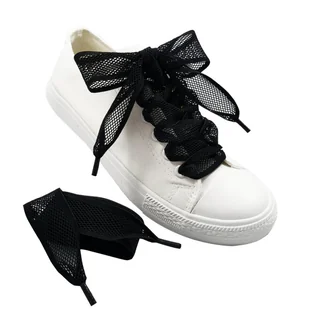 Sznurowadła siateczkowe sznurówki wstążki [KOLOR: CZARNE, DŁUGOŚĆ: 75 CM] - Akcesoria obuwnicze - miniaturka - grafika 1