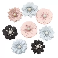 Scrapbooking - Kwiaty papierowe, 8 szt. pastels&black - miniaturka - grafika 1