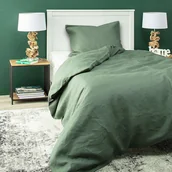 Pościel - Dekoria pl pl Komplet pościeli lnianej Linen 150x200cm green 150 x 200 cm 1 poszewka 60 x 50 cm 766-159-08 - miniaturka - grafika 1