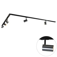 Lampy sufitowe - QAZQA Nowoczesny system oświetlenia szynowego z 5 reflektorami w kolorze ciemnoszarego metalu - Iconic Jeana - miniaturka - grafika 1