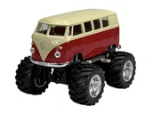 Samochody i pojazdy dla dzieci - WELLY MONSTER TRUCK 1963 VW VOLKSWAGEN TRANSPORTER T1 BUS CZERWONY 1:34 47004 - miniaturka - grafika 1