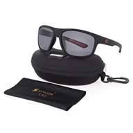 Okulary sportowe - Duże męskie sportowe okulary przeciwsłoneczne z polaryzacją i filtrem UV400 Czarne POL-446A - miniaturka - grafika 1