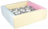 Suche baseny - Kwadratowy suchy basen z ekoskóry z 200 piłeczkami (różowy, niebieski, żółty (pastel)/biały, szary, srebrny) - miniaturka - grafika 1