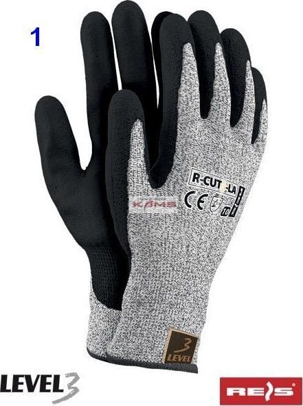 R.E.I.S. R-CUT3-LA ,NI, PU - rękawice z przędzy HDPE powlekane latexem 9