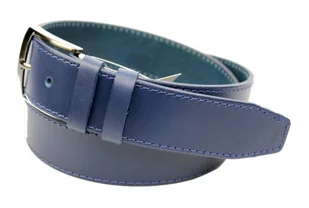 Pasek Męski Skórzany PAS-MAX (PL) Niebieski Z Niebieską Nitką Skóra Licowa 40 mm - Paski - miniaturka - grafika 2