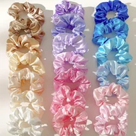 Ozdoby do włosów - TEMU 20 szt. Luksusowe Satynowe Gumki do Włosów - Elegancki i Słodki Styl, Różne Kolory (Beżowy, Niebieski, Różowy, Fioletowy, Biały) z Naturalnym - miniaturka - grafika 1