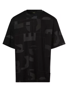 BOSS Green - T-shirt męski  Timono Lotus, czarny - Koszulki męskie - miniaturka - grafika 1