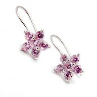 Biżuteria dla dzieci - Srebrne kolczyki kwiatek różowe cyrkonie - miniaturka - grafika 1