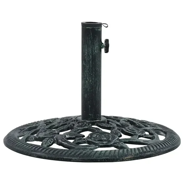 Podstawa do parasola z żeliwa, zielona, 40 x 32 cm, 9 kg, adapter 35/38/48