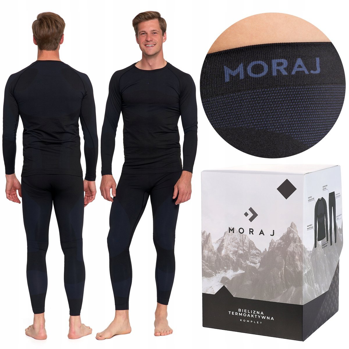 Bielizna Termoaktywna Męska Komplet Odzieży Termicznej Bezszwowej MORAJ M