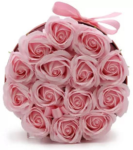 Mydlany Flower Box - 14 Różowych Róż w Okrągłym Pudełku - Dekoracje domu - miniaturka - grafika 1