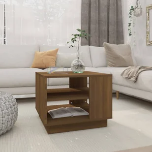 vidaXL Stolik kawowy brązowy dąb 55x55x43 cm materiał drewnopochodny - Stolik kawowy - Stoliki kawowe - Stolik do salonu - Stolik pod sofę - Ławy i stoliki kawowe - miniaturka - grafika 1