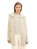 Swetry damskie - TOM TAILOR Damski kardigan z dzianiny, 10354 - Soft Beige Solid, 3XL - miniaturka - grafika 1