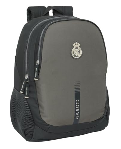 Safta REAL MADRID 3rd EQUIPATION 24/25 - Plecak szkolny dla dzieci, idealny dla dzieci w różnym wieku, wygodny i wszechstronny, jakość i wytrzymałość, 32 x 16 x 44 cm, Szary, M, Casual
