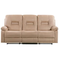 Sofy i kanapy - Sofa z elektryczną funkcją relaksu 3-osobowa welurowa LED z ładowarką beżowa BERGEN - miniaturka - grafika 1