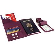 Etui na dokumenty i karty - Otto Angelino Etui na paszport z prawdziwej skóry – ochrona RFID z kieszenią na bilet lotniczy i zawieszką na bagaż (fioletowy), liliowy (fioletowy) - OTTO145 - miniaturka - grafika 1