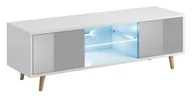 Inne meble do salonu - Szafka Rtv Sweden Biały Mat / Szary Połysk + Led - miniaturka - grafika 1