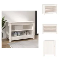 Szafki na buty - vidaXL Ławka na buty biała 70x38x45,5 cm lite drewno sosnowe - Stojaki i szafki na buty - miniaturka - grafika 1