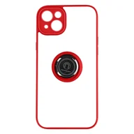 Etui i futerały do telefonów - iPhone 14 Case Podstawka wideo z dwóch materiałów z metalowym pierścieniem, czerwona - miniaturka - grafika 1