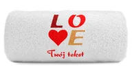 Ręczniki - pat15.net Mały ręcznik LOVE, serce Twój tekst 100x50 976 - miniaturka - grafika 1