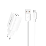 Ładowarki do telefonów - Dudao ładowarka sieciowa EU 2x USB 5V/2.4A + kabel USB Typ C biały (A2EU + Type-c white) - miniaturka - grafika 1