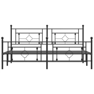 Metalowa rama łóżka z wezgłowiem i zanóżkiem, czarna, 180x200cm Lumarko! - Łóżka - miniaturka - grafika 6