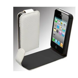 Etui na telefon komórkowy flip thin carbon look do telefonu komórkowego iPhone 4 4S biały - Etui i futerały do telefonów - miniaturka - grafika 1