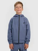 Bluzy dla chłopców - 4F Bluza dresowa rozpinana z kapturem chłopięca - granatowa 140 (9-10 lat) - miniaturka - grafika 1