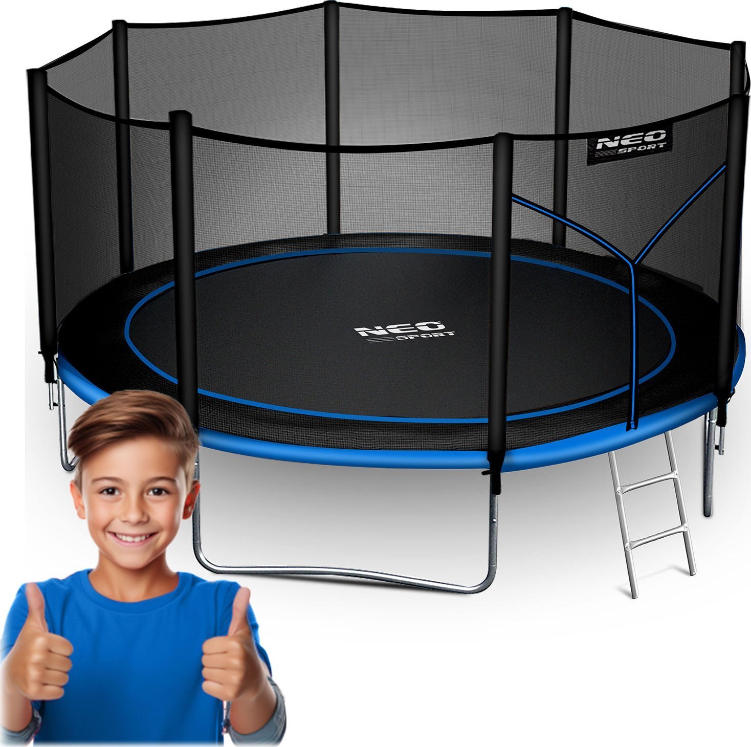 NeoSport Trampolina ogrodowa 12ft/374cm z siatką zewnętrzną i drabinką