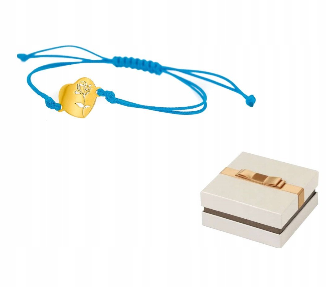 Złota Bransoletka Serce z Różą BZ142