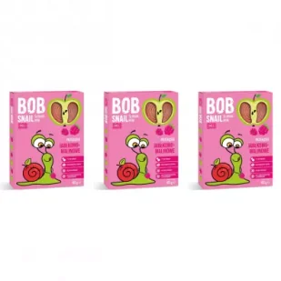 Bob Snail Przekąska jabłkowo-malinowa z owoców bez dodatku cukru Zestaw 3 x 60 g - Inne słodycze - miniaturka - grafika 1