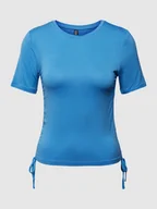 Koszulki i topy damskie - T-shirt z prążkowanym, okrągłym dekoltem model ‘NEORA’ - miniaturka - grafika 1