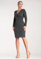 Sukienki - Elegancka sukienka dopasowana - Sukienka szara M1078 rozmiar S - miniaturka - grafika 1