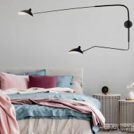 Lampy ścienne - Czarny metalowy podwójny kinkiet Crane do sypialni - miniaturka - grafika 1