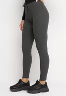 Legginsy - Ciemnoszare Legginsy z Elastycznej Bawełny z Wiązaniem w Talii Blemania - miniaturka - grafika 1