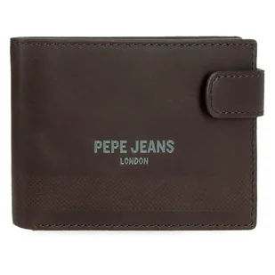 Pepe Jeans Głęboki poziomy portfel zatrzaskowy brązowy 11x8,5x1 cm Skóra by Joumma Bags, Brązowy brązowy, Talla única, Portfel poziomy z zapięciem na klik - Portfele - miniaturka - grafika 1