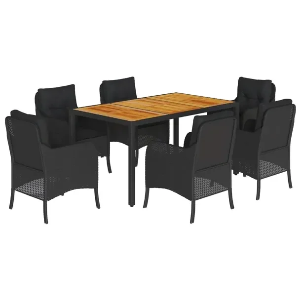 Zestaw Mebli Ogrodowych Rattan PE Czarny 150x90x75 cm i Krzesła 58,5x67x86