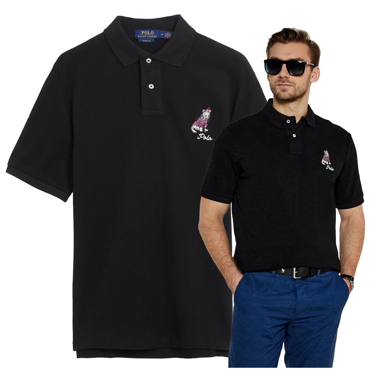 Ralph lauren czarna Polówka Męska Koszulka Polo Bawełna PREMIUM r.M
