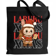 Torby i wózki na zakupy - Torba EKO Czarna Shopper MERRY XMAS Prezent Święta Mikołajki Wzory - miniaturka - grafika 1