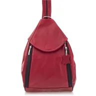 Plecaki worki - Torebka Plecak 2w1 Czerwony Damski Sk��rzany Elegancki Worek Rene Belveder - miniaturka - grafika 1