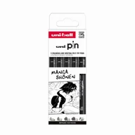 Cienkopisy - Cienkopis kreślarski PIN 200 Manga Shonen czarny różne grubości 5 szt. - UNI - miniaturka - grafika 1