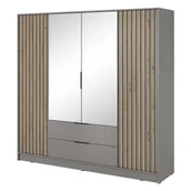 Szafy - Szafa czterodrzwiowa NELLY 4D Szary z lustrem - miniaturka - grafika 1