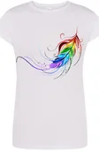 Koszulki i topy damskie - Pióro Kolorowe Damski Modny T-Shirt Rozm.S - miniaturka - grafika 1