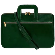 Torby na laptopy - Wąska skórzana teczka - włoska ręcznie robiona skórzana torba na komputer - Aktówka dla mężczyzn i kobiet - torba na laptopa - Time Resistance (zielona) - miniaturka - grafika 1