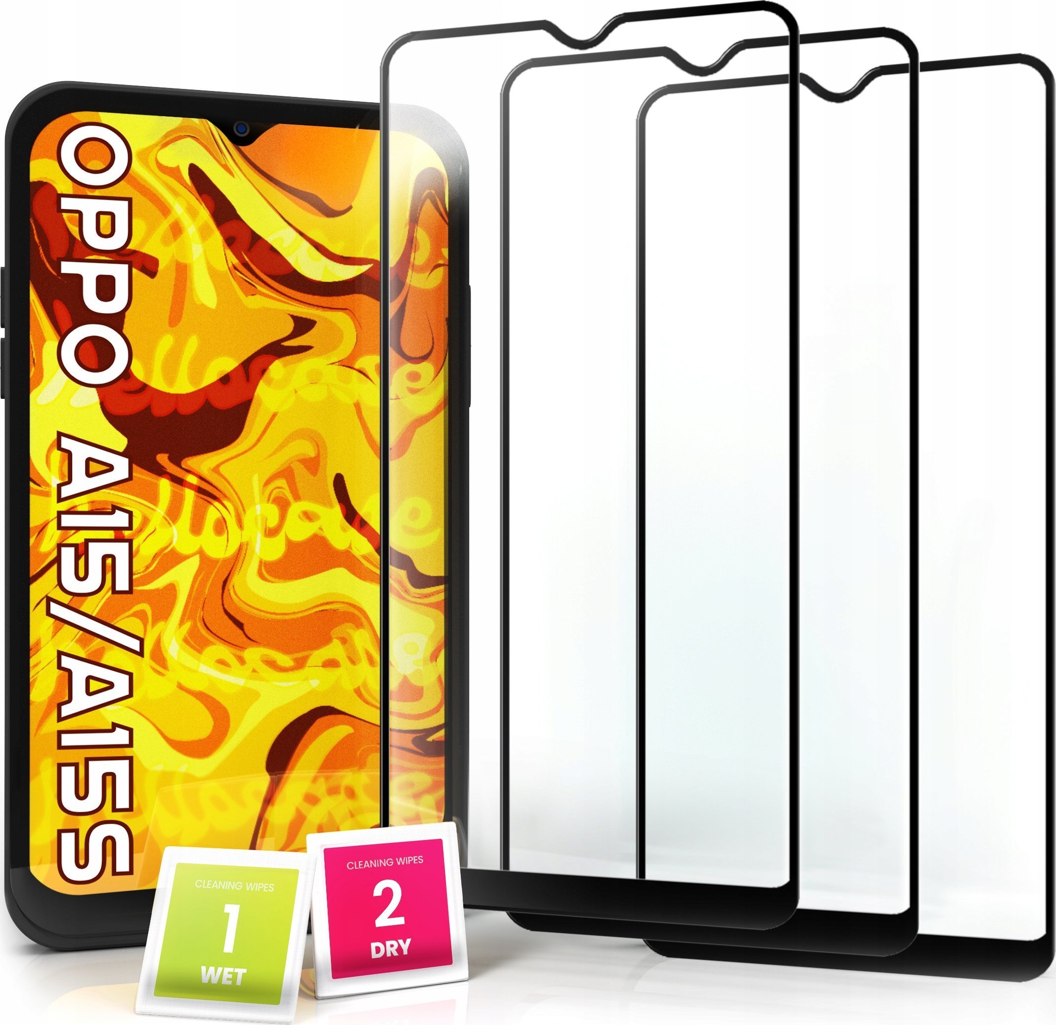Hello Case 3-pak SZKŁO HARTOWANE DO Oppo A15 / A15s na cały ekran 9H ochronne 5D